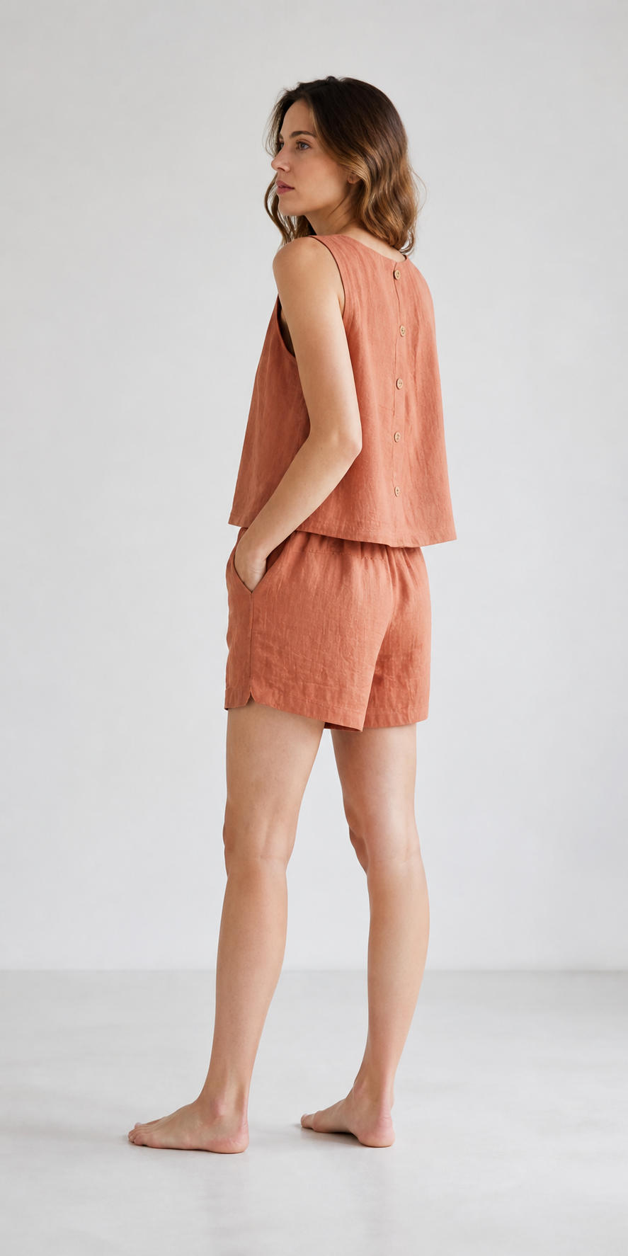Relaxed Linen Button-Down Top and Shorts Co-Ord Set – view 3