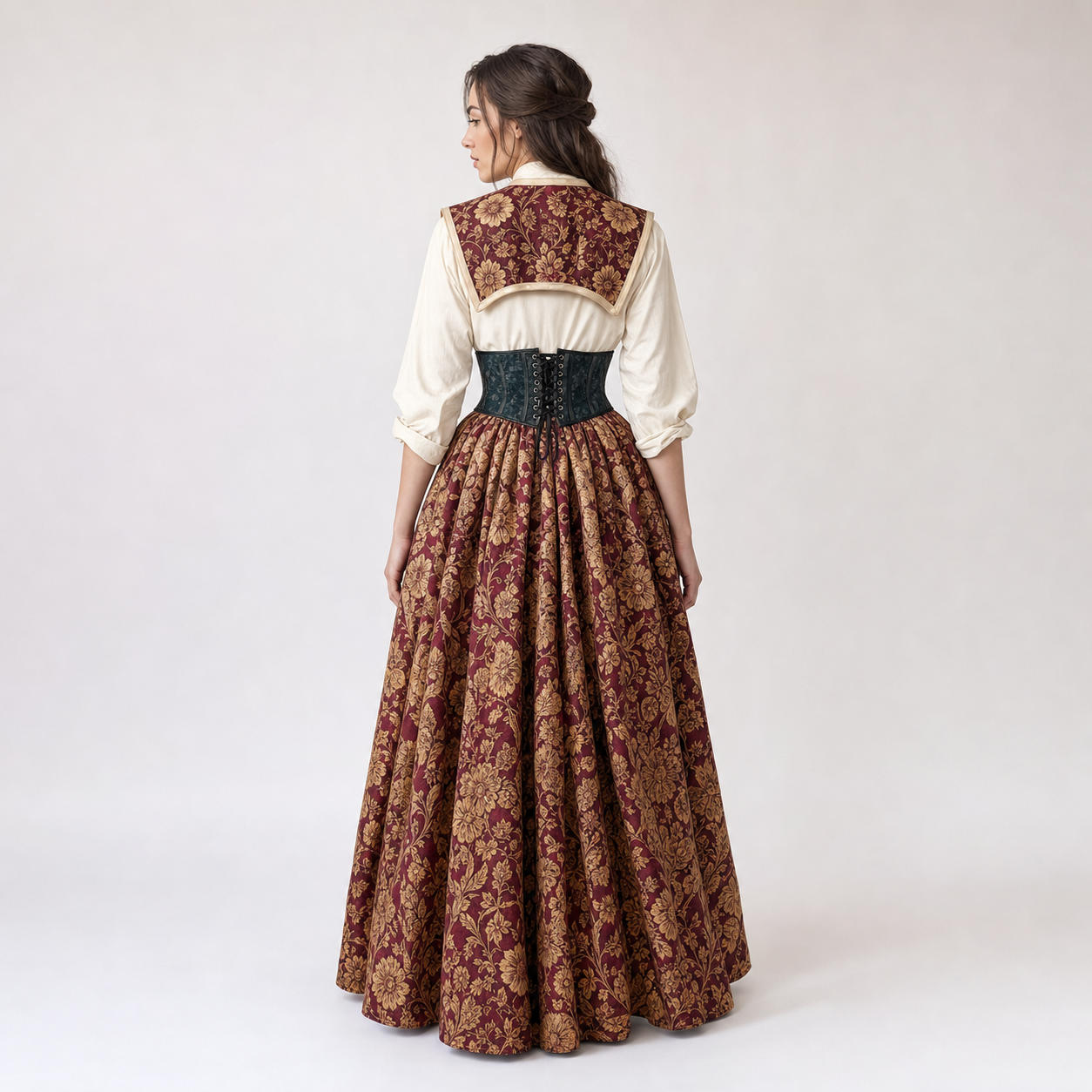 4-Piece Renaissance Historical Costume Set (Blouse, Skirt, Corset, Collar) – view 2