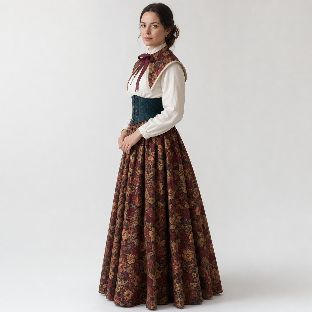 4-Piece Renaissance Historical Costume Set (Blouse, Skirt, Corset, Collar) – view 3