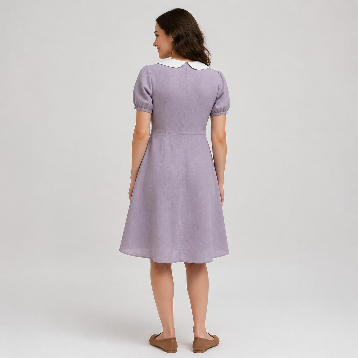 Two-Piece Combo with Peter Pan Collar Top and Bishop Sleeve A-Line Dress – view 2