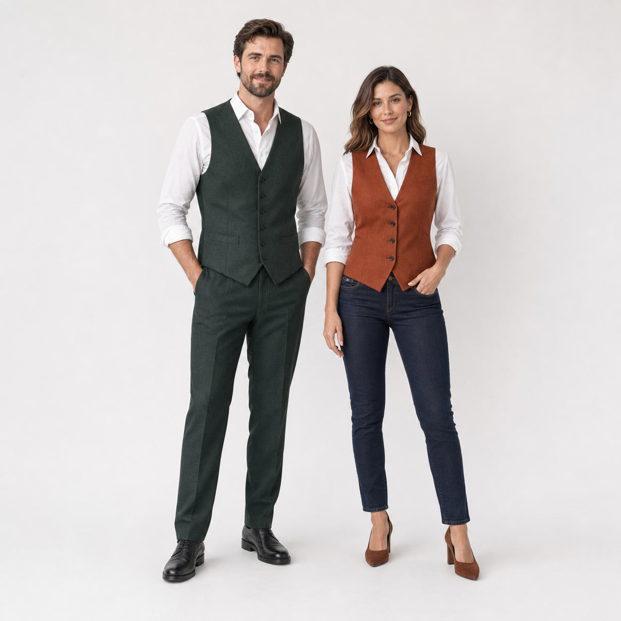 Couples Matching Tailored Vests Set for Women and Men
