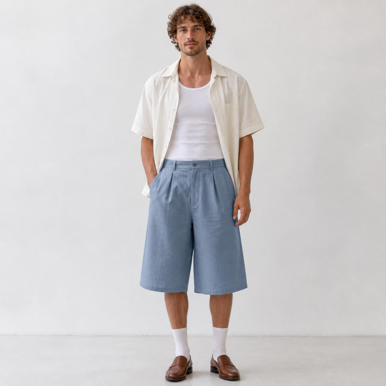 Men's Relaxed Fit Wide-Leg Summer Shorts