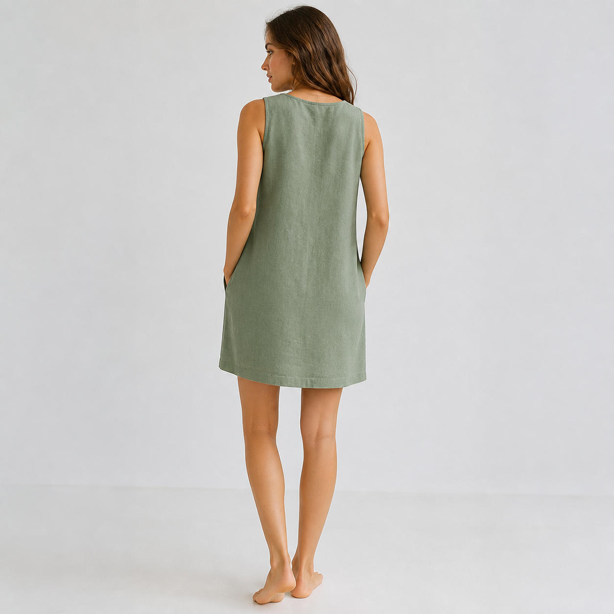 Simple Sleeveless Linen Shift Summer Dress – view 2