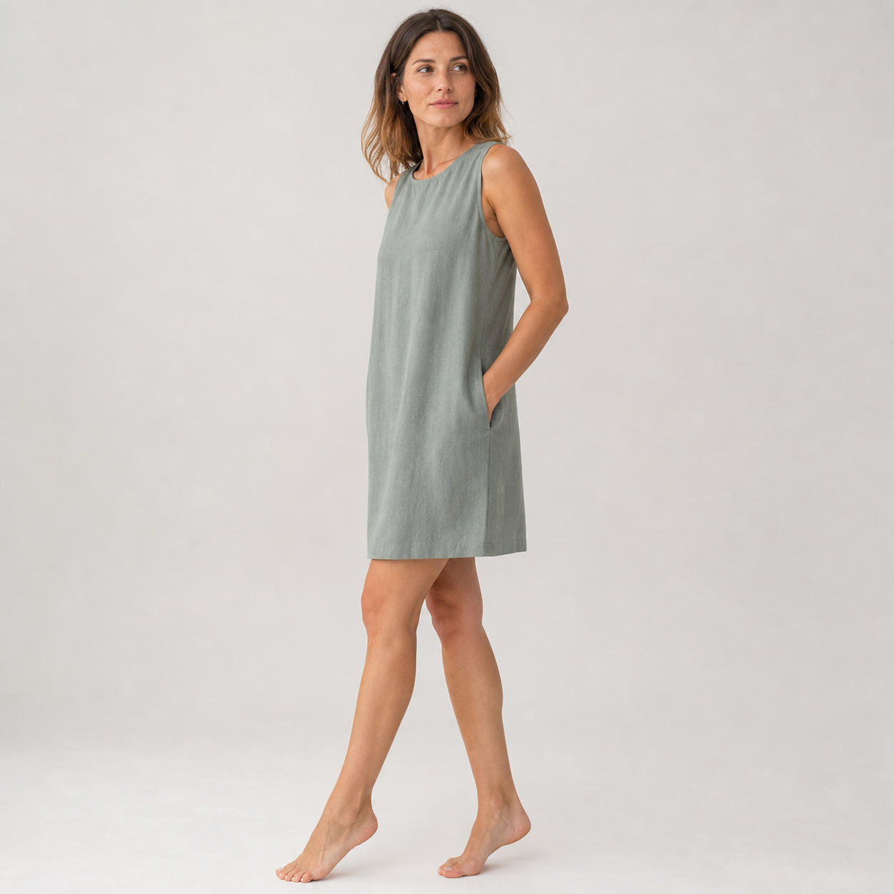 Simple Sleeveless Linen Shift Summer Dress – view 3