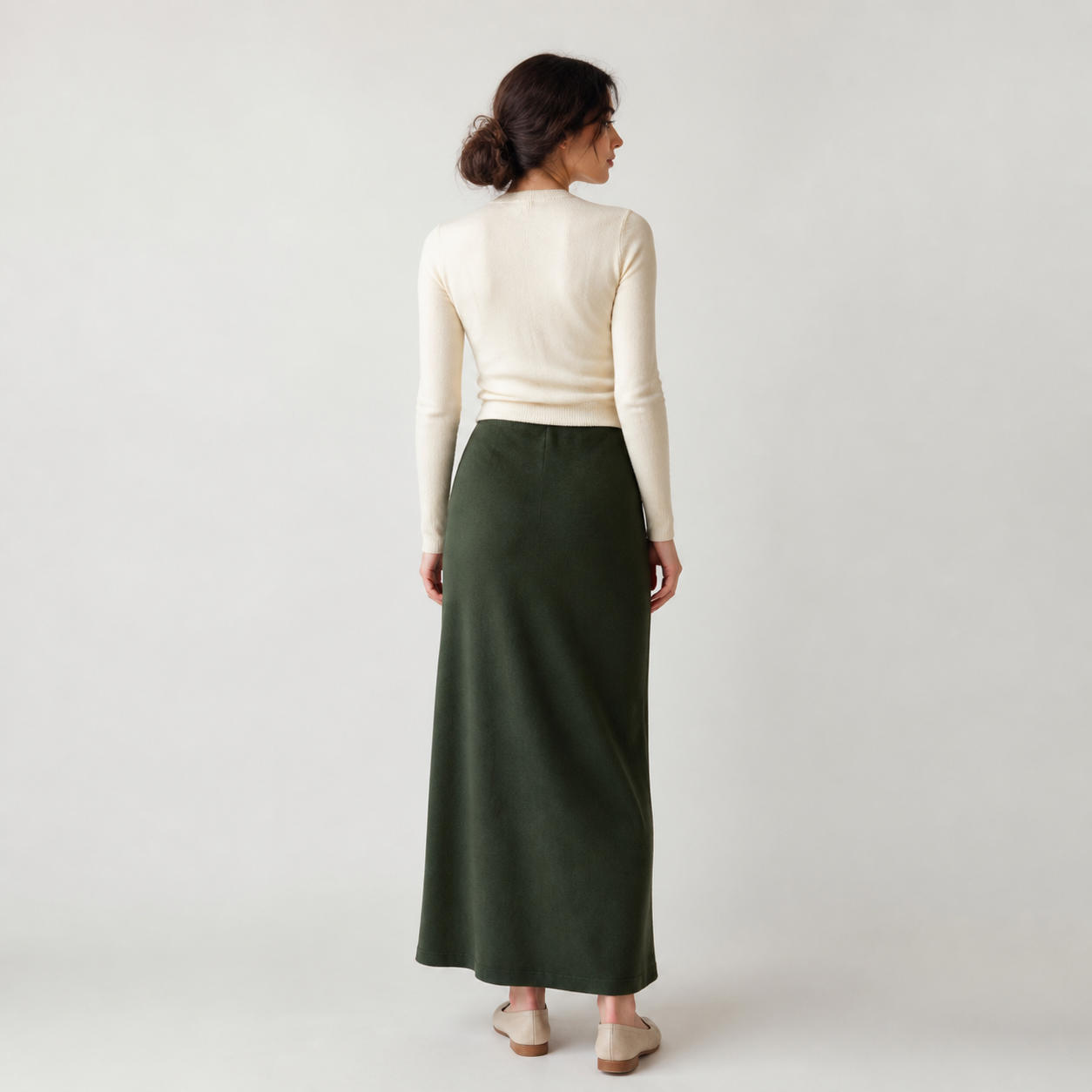 Stretch Jersey A-Line High-Waisted Maxi Skirt – view 2