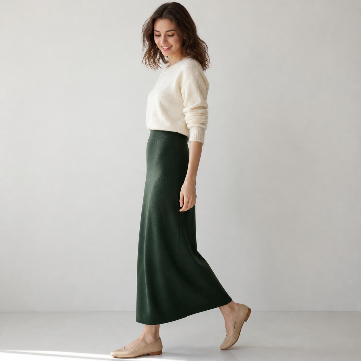 Stretch Jersey A-Line High-Waisted Maxi Skirt – view 3