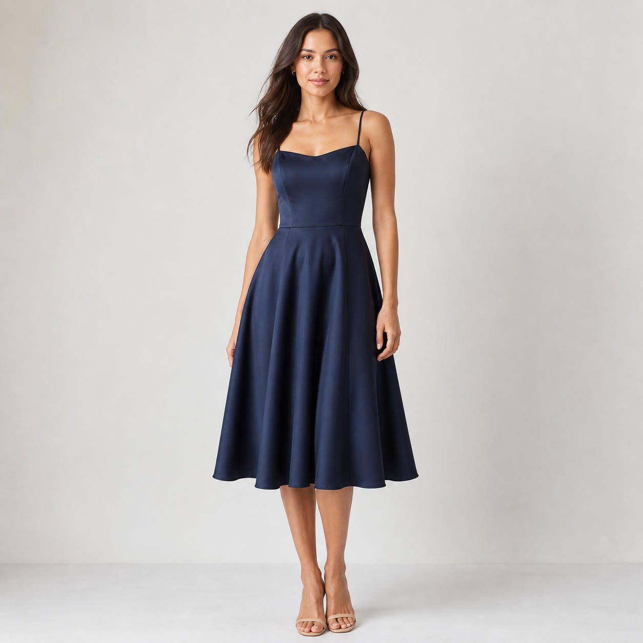 Princess Seam Spaghetti Strap Evening A-Line Dress