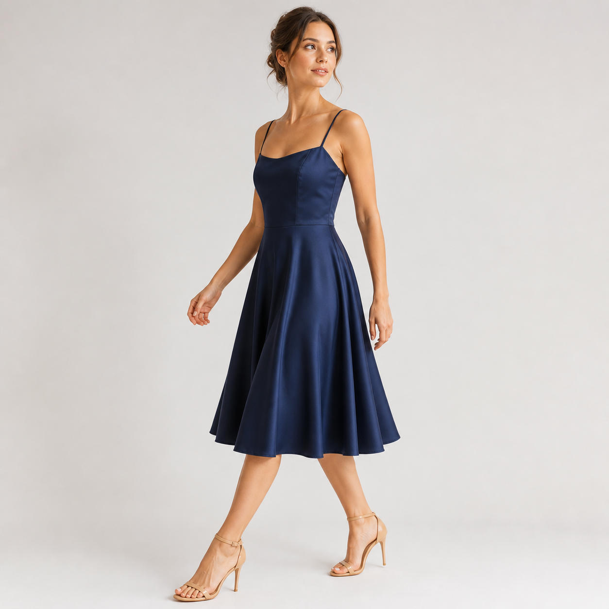 Princess Seam Spaghetti Strap Evening A-Line Dress – view 3