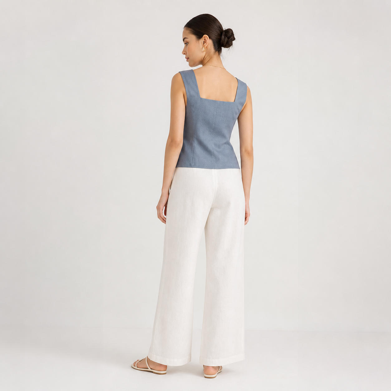 Square Neck Sleeveless Summer Linen Tank Top – view 2