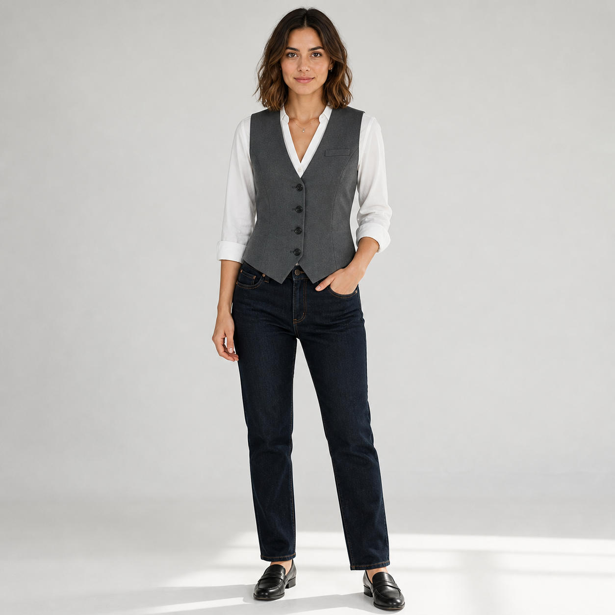 Women's Classic Tailored Buttoned Waistcoat Vest