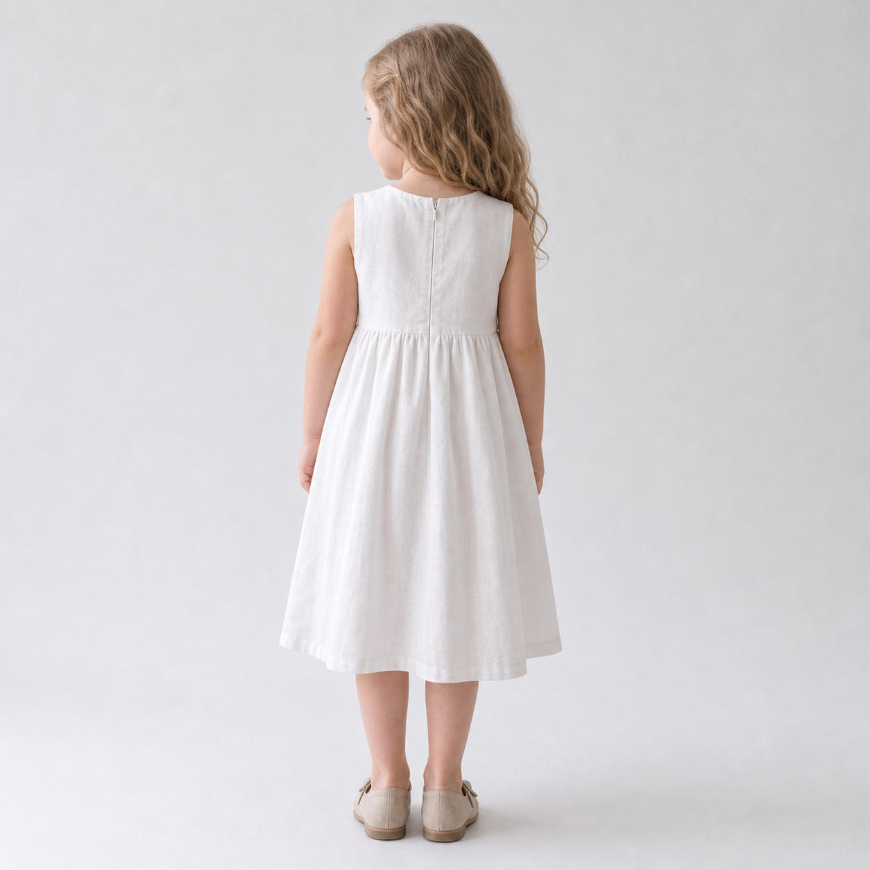 Girls Sleeveless Linen Babydoll Dress – view 2