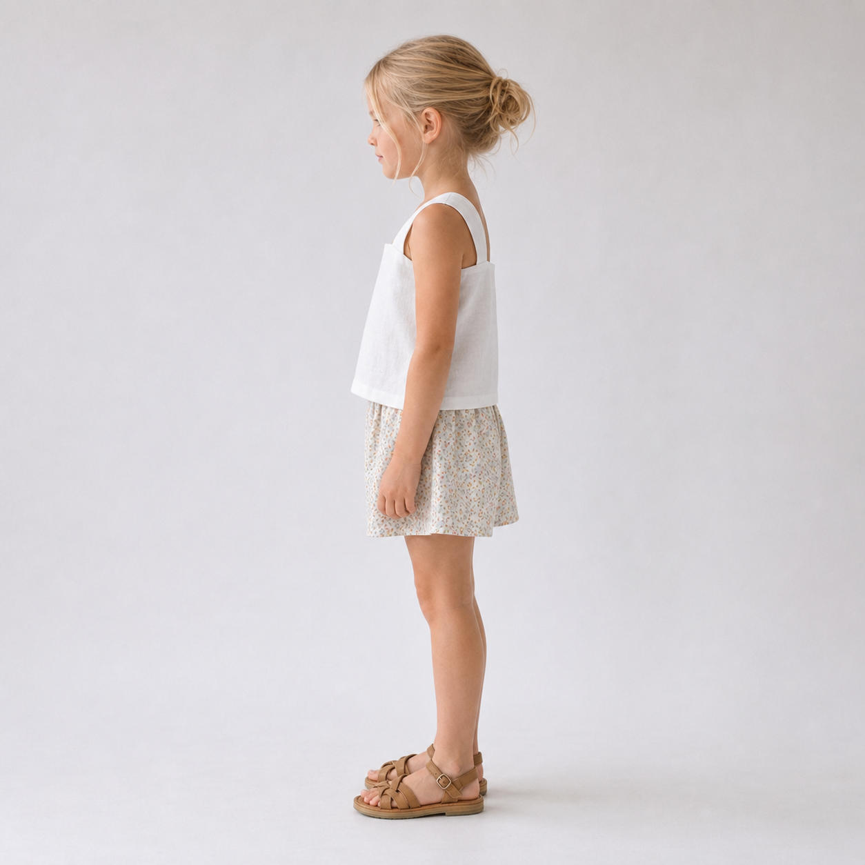 Girls Square Neck Linen Top and Shorts Summer Set – view 3