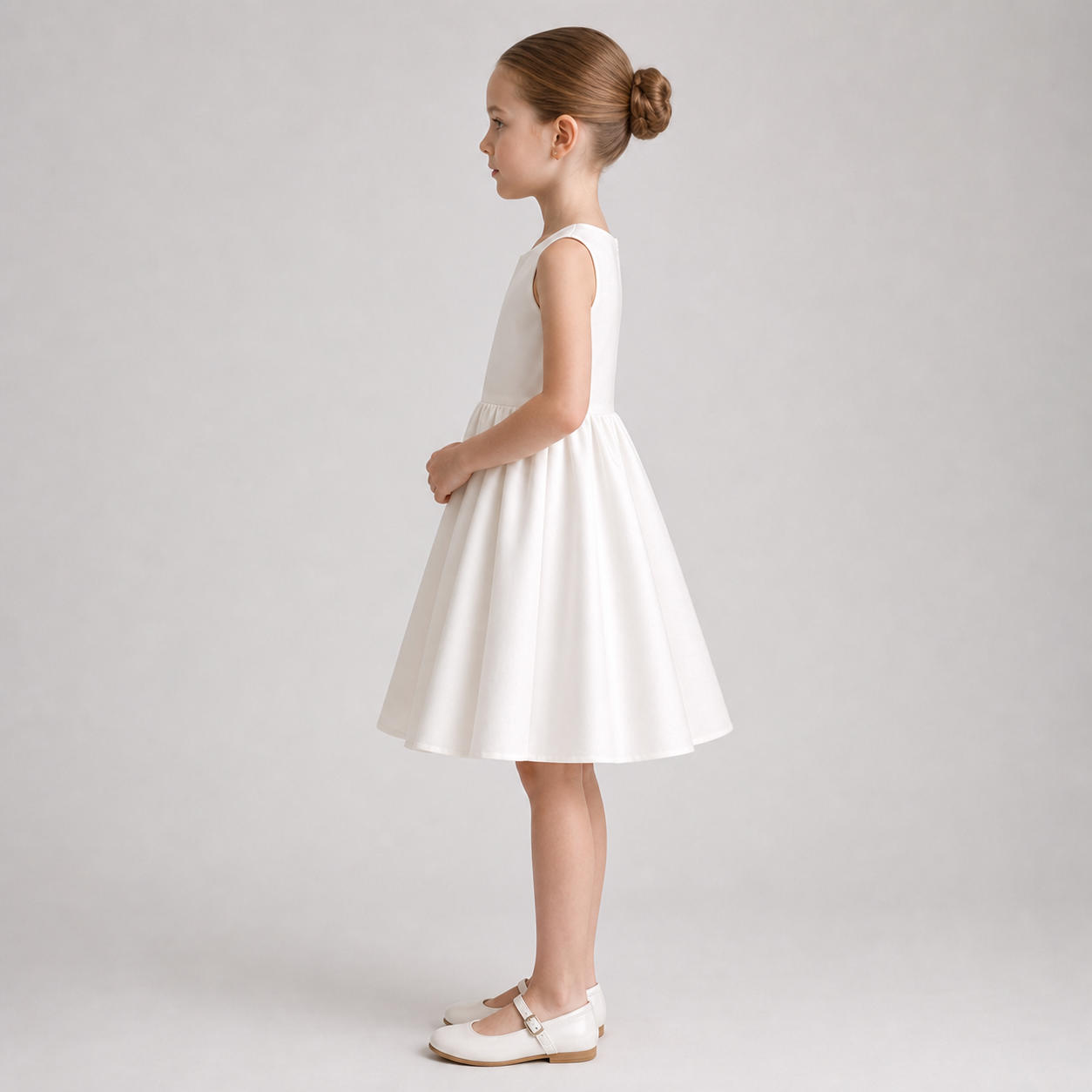 Girls Sleeveless Party Dress with Gathered Skirt – view 3