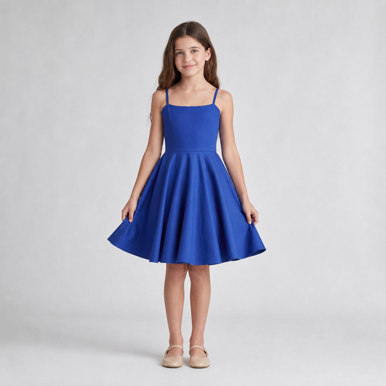 Girls Pink Spaghetti Strap Twirl Skater Dress