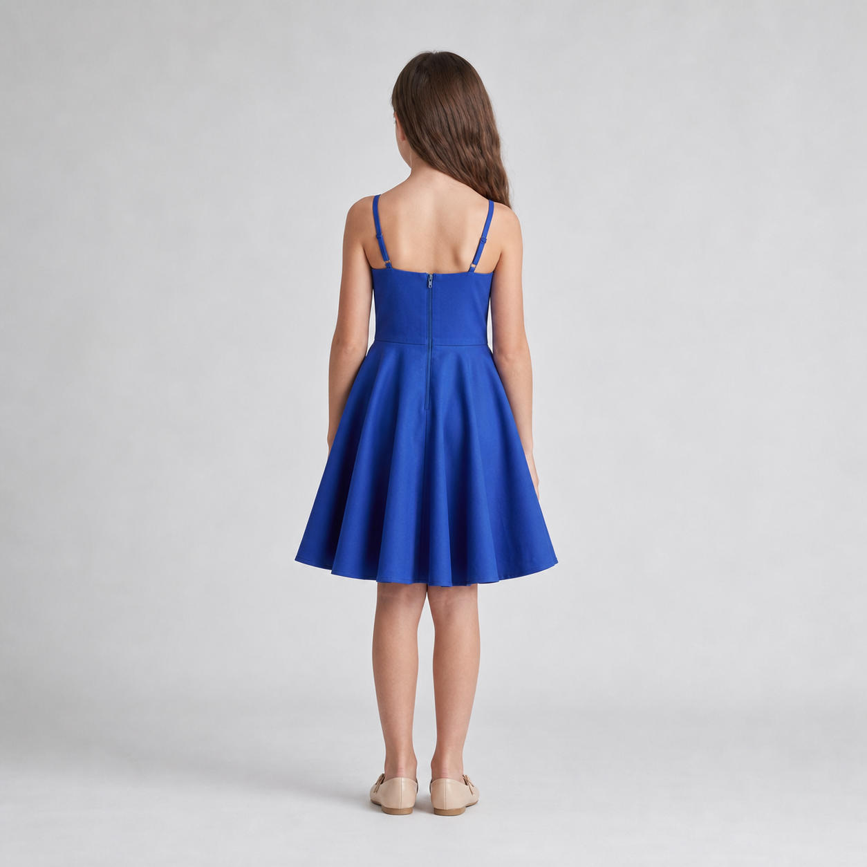 Girls Pink Spaghetti Strap Twirl Skater Dress – view 2