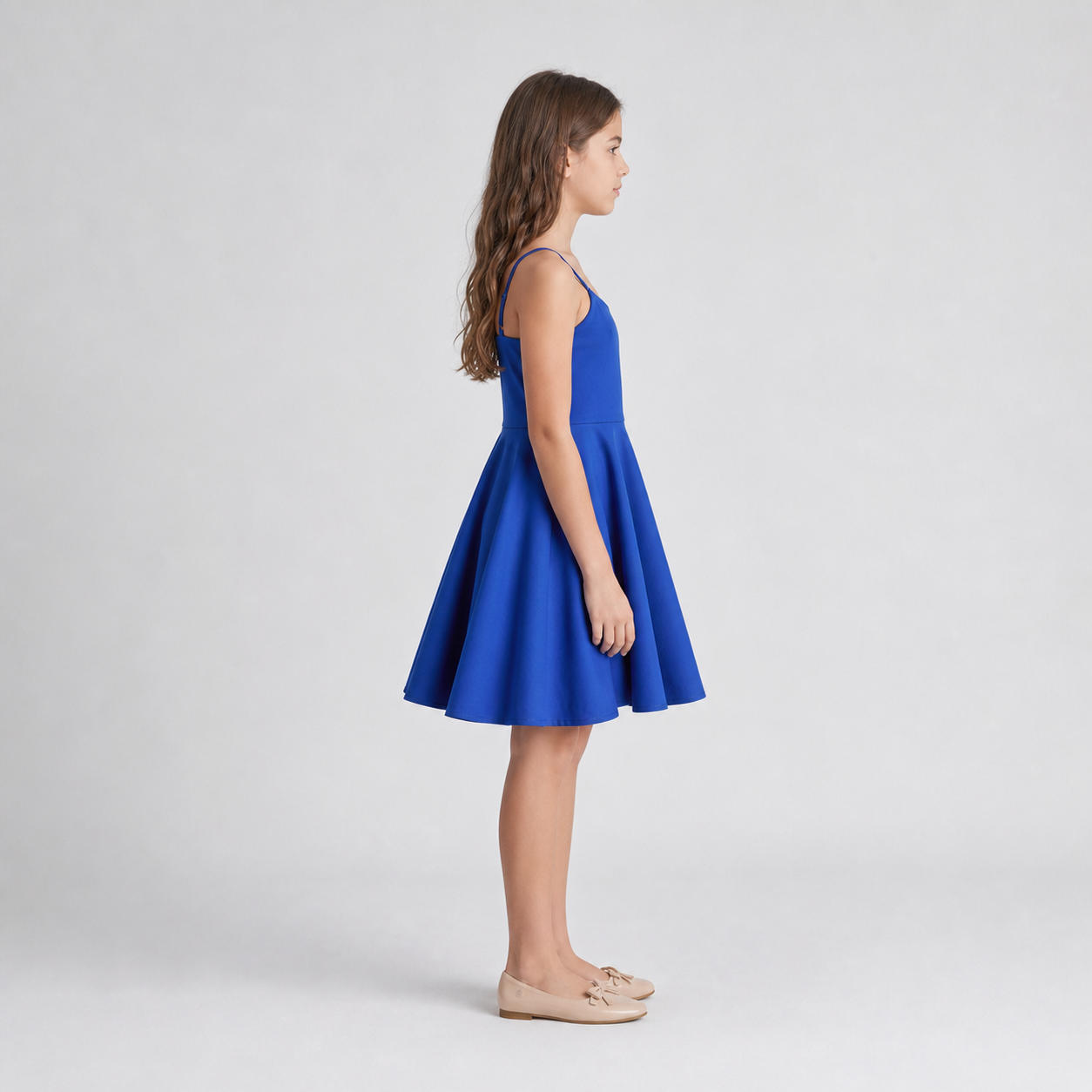 Girls Pink Spaghetti Strap Twirl Skater Dress – view 3
