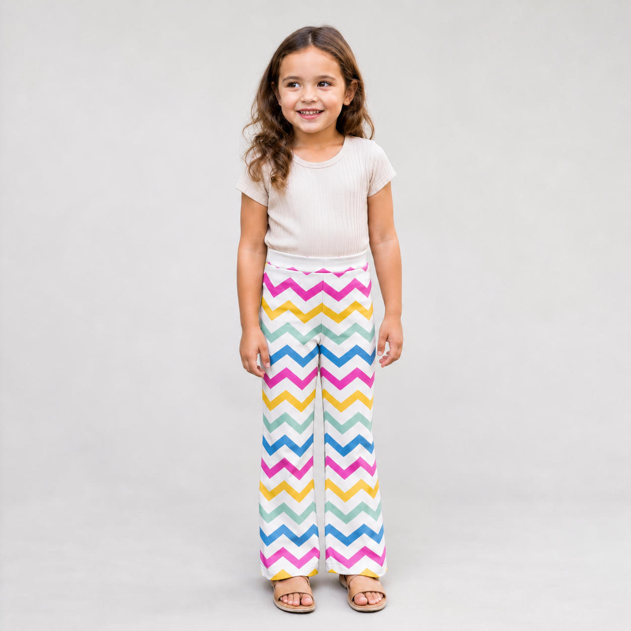 Girls Chevron Flared Jersey Pants