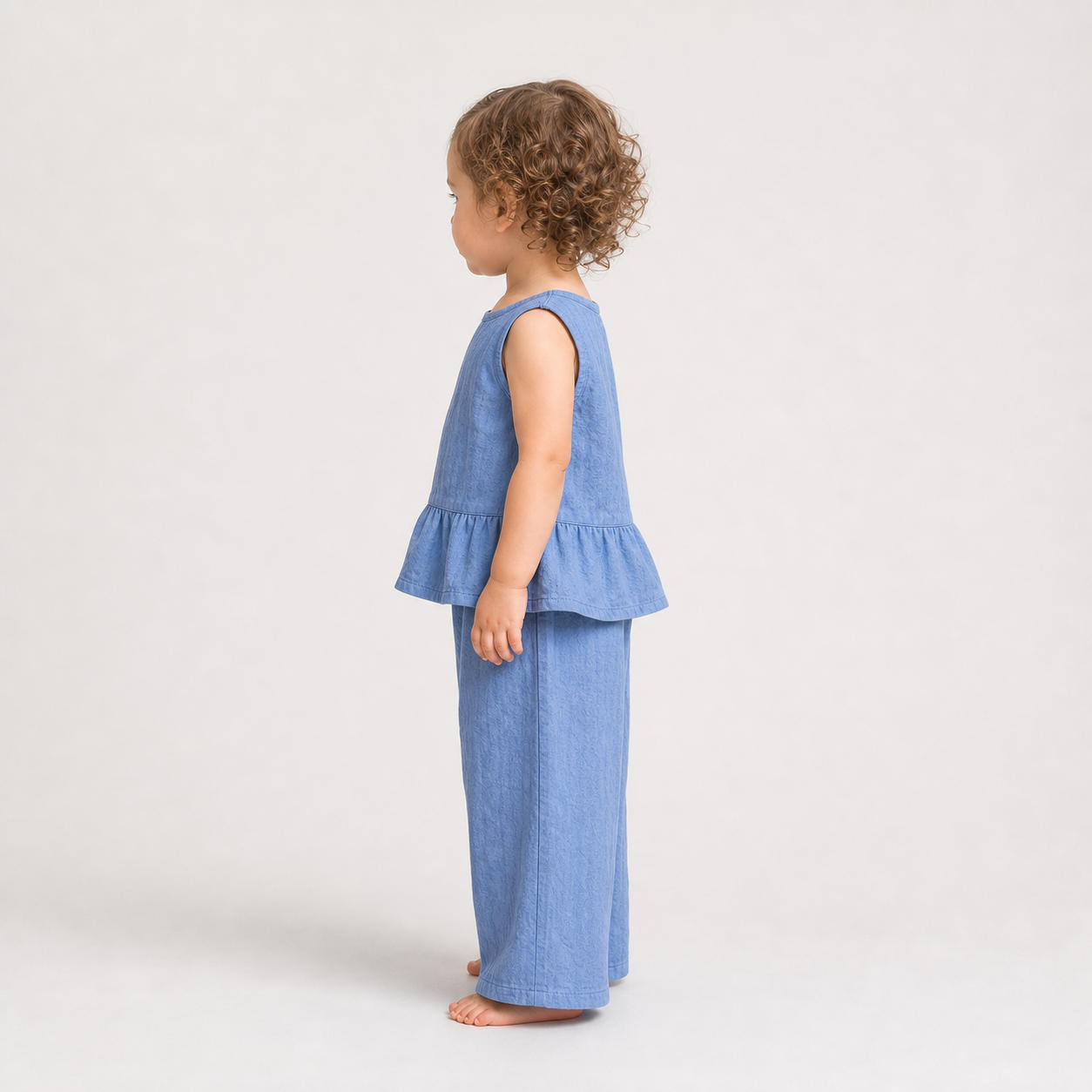 Girls Minimalist Sleeveless Peplum Top and Wide Leg Pants Set – view 3