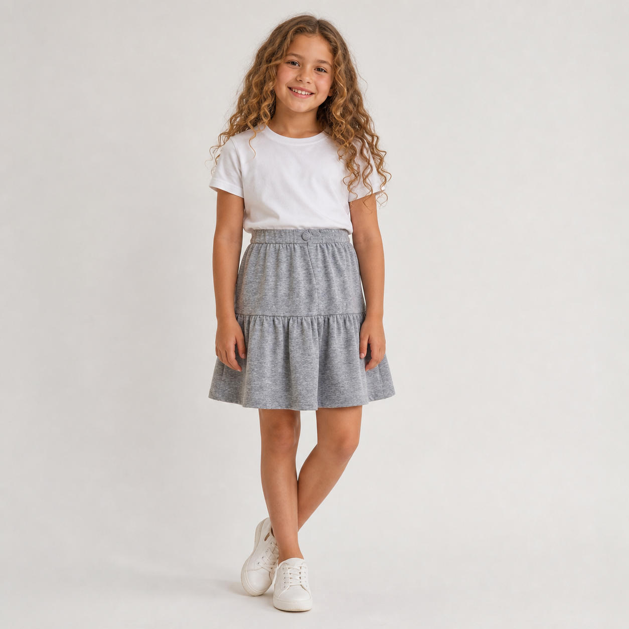 Girls Cotton Tiered Twirl Skirt