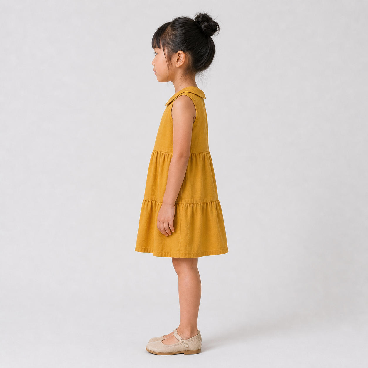 Girls Sleeveless Tiered Dress with Peter Pan Collar – view 3
