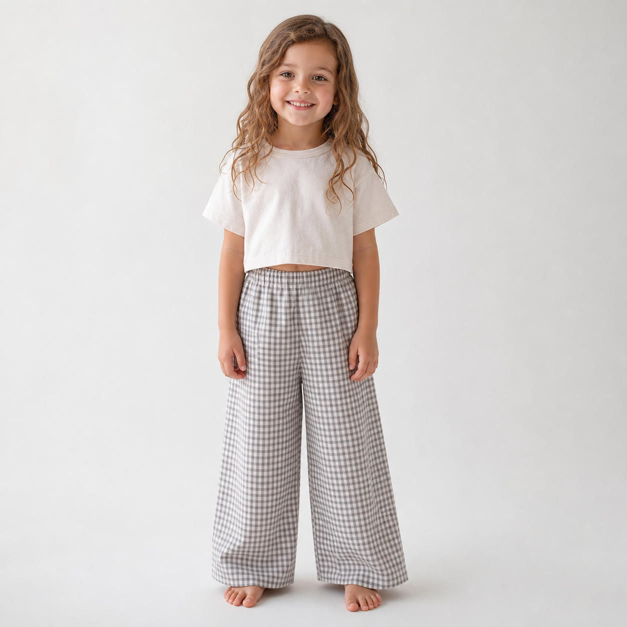 Children Wide Leg Linen Pants with Pockets