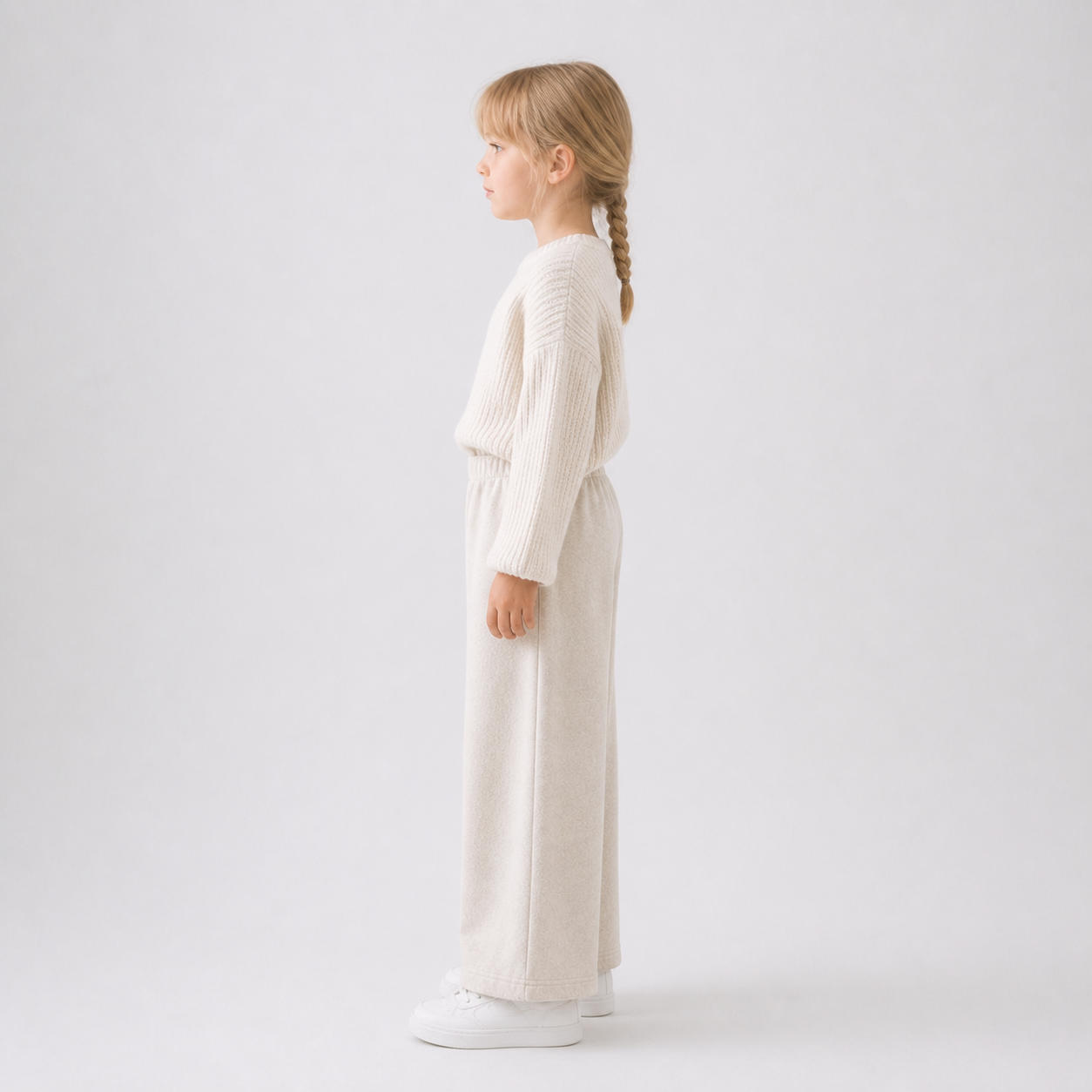 Kids Soft Knit Wide Leg Simple Trousers – view 3
