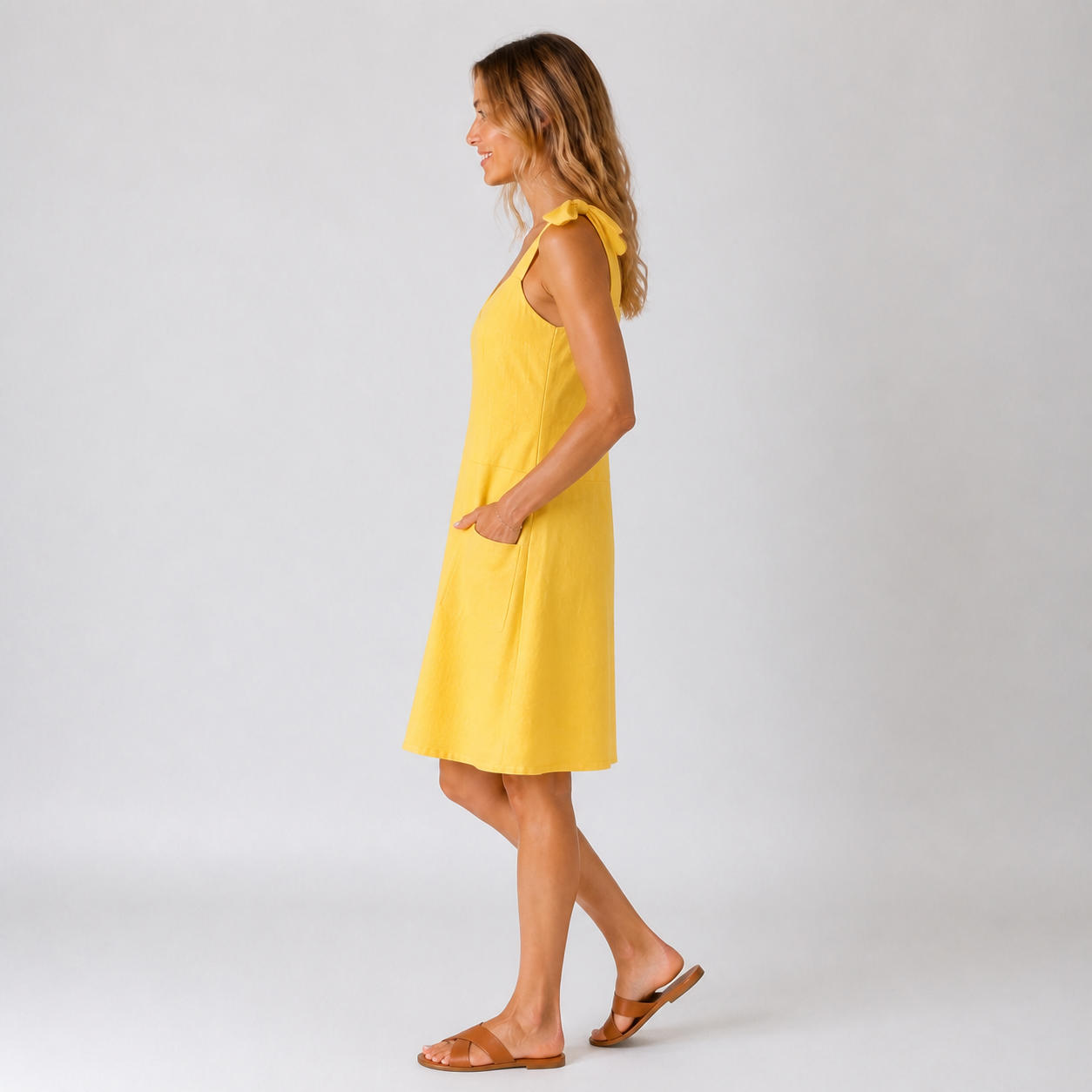 Relaxed Linen Tunic Dress with Pockets – view 3