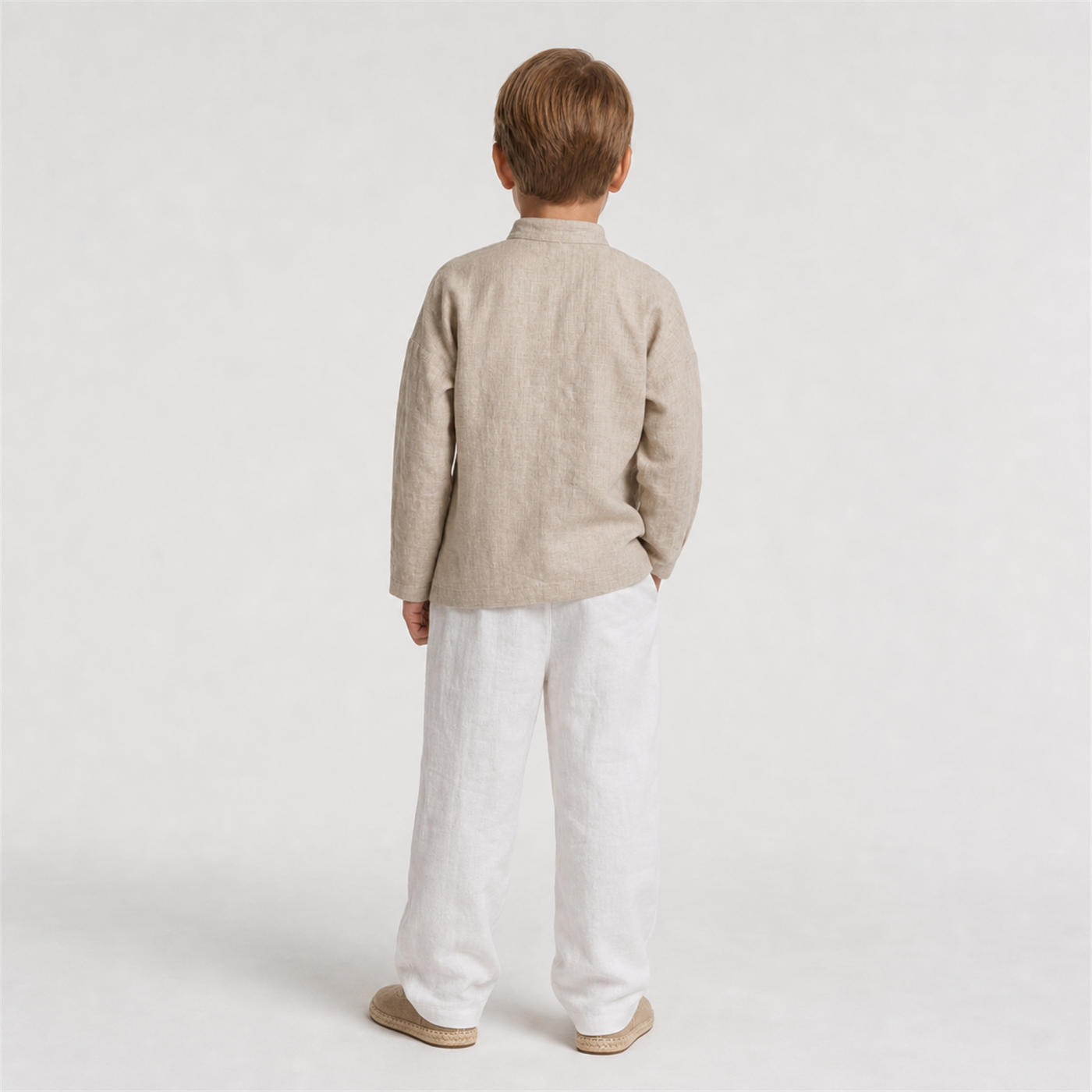 Boy's Linen Tunic Shirt with Mandarin Collar – view 2