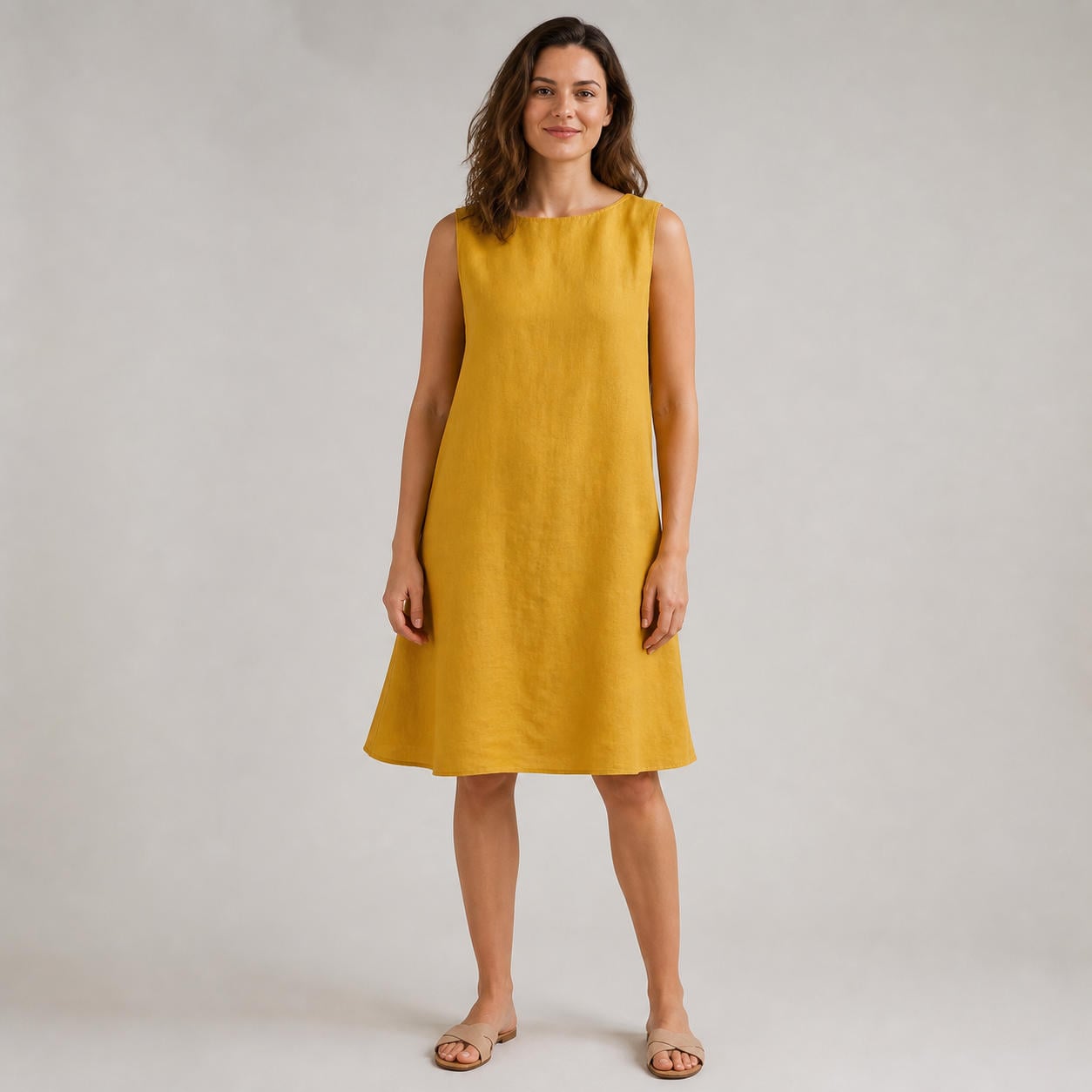 Schlichtes Leinen-Sommerkleid in A-Linie