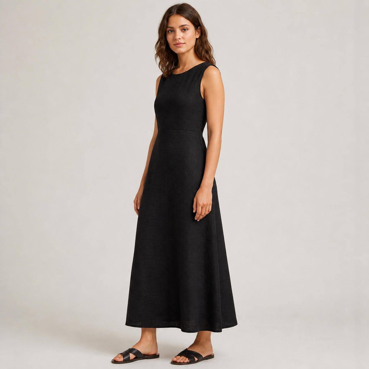 Ärmelloses Leinen-Maxikleid für den Abend – Ansicht 3