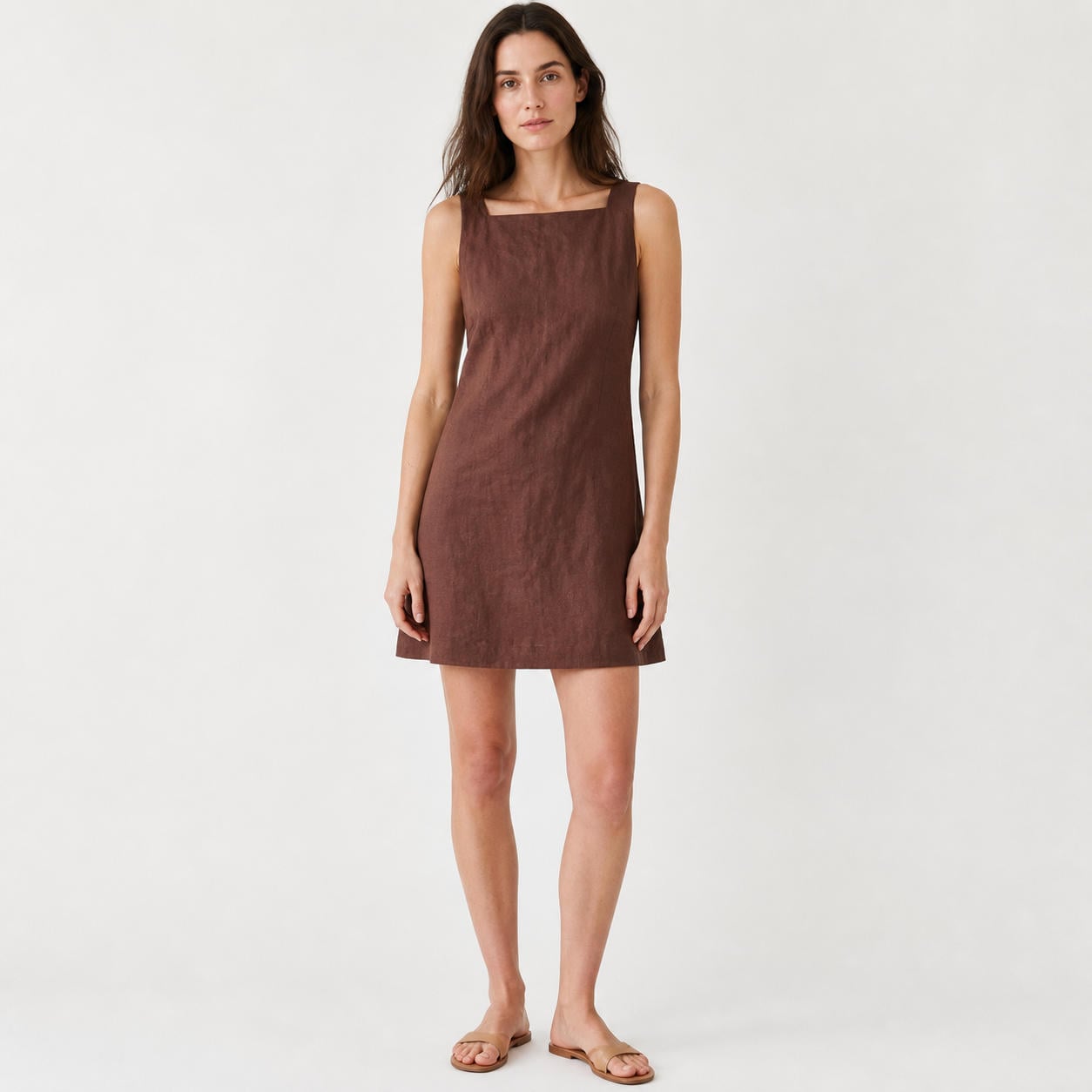 Florentiner Minikleid in A-Linie mit eckigem Ausschnitt