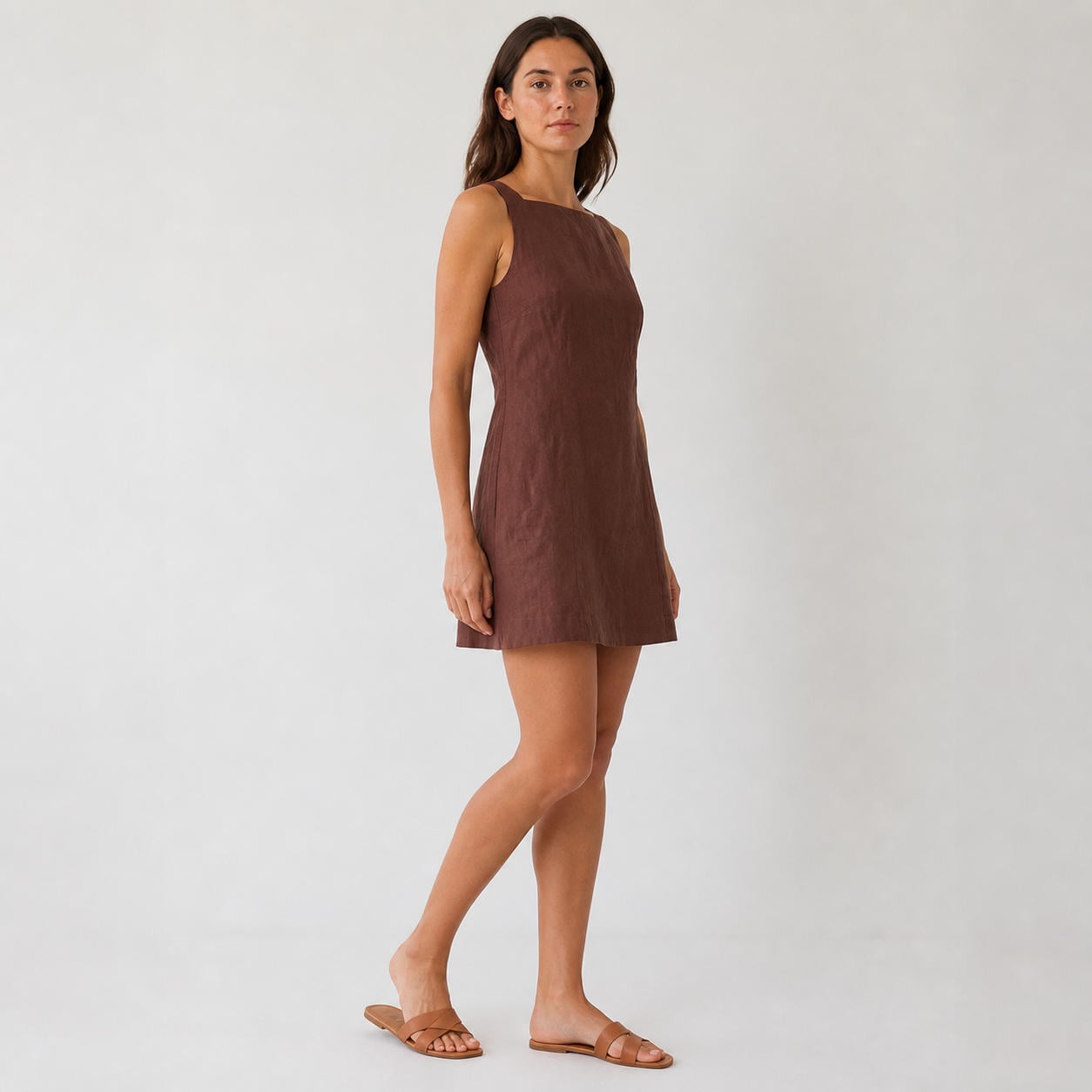 Florentiner Minikleid in A-Linie mit eckigem Ausschnitt – Ansicht 3